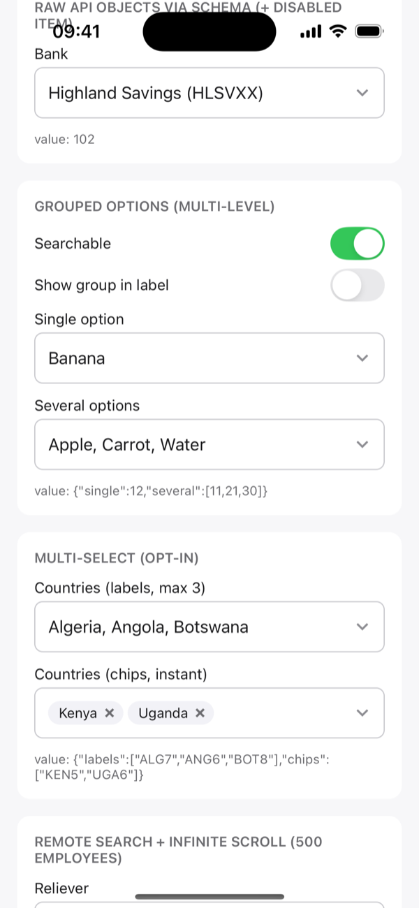 Multi-select labels and chips