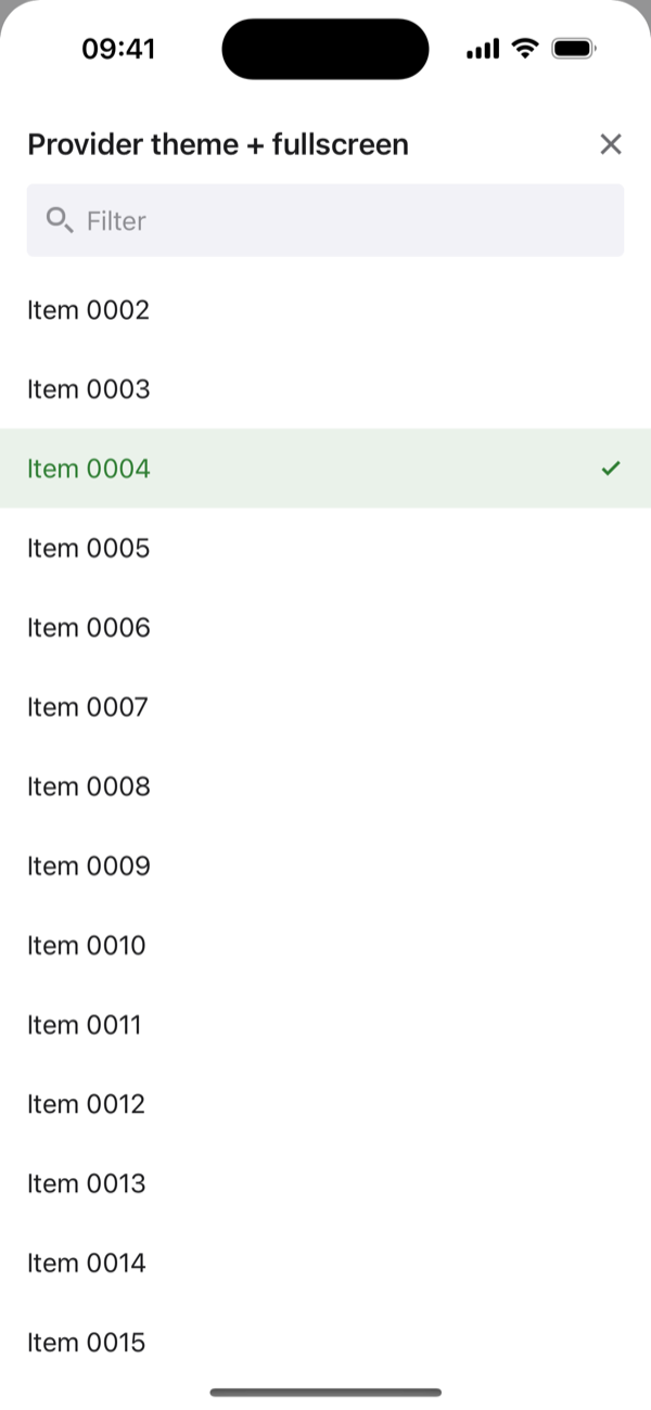Fullscreen with custom tokens